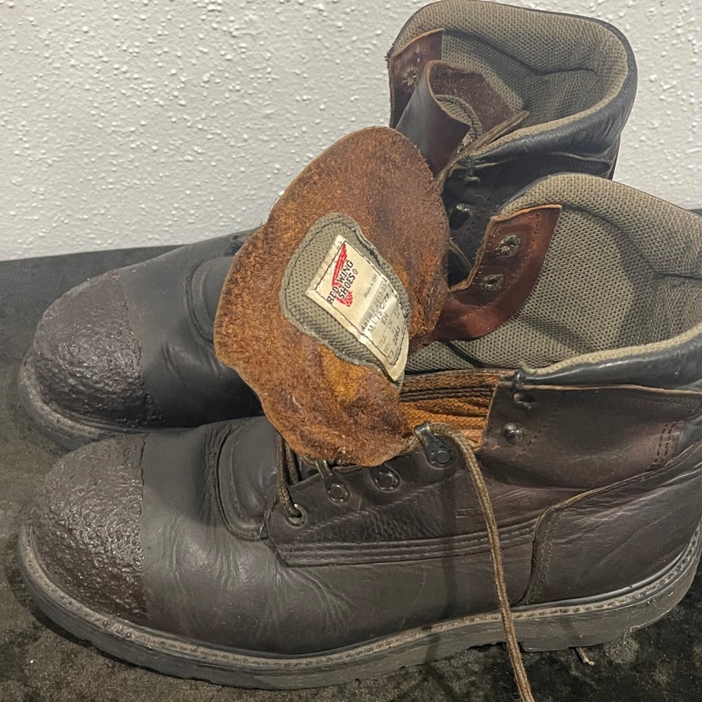 Red Wing Shoes Dark Brown Leather Work Boots